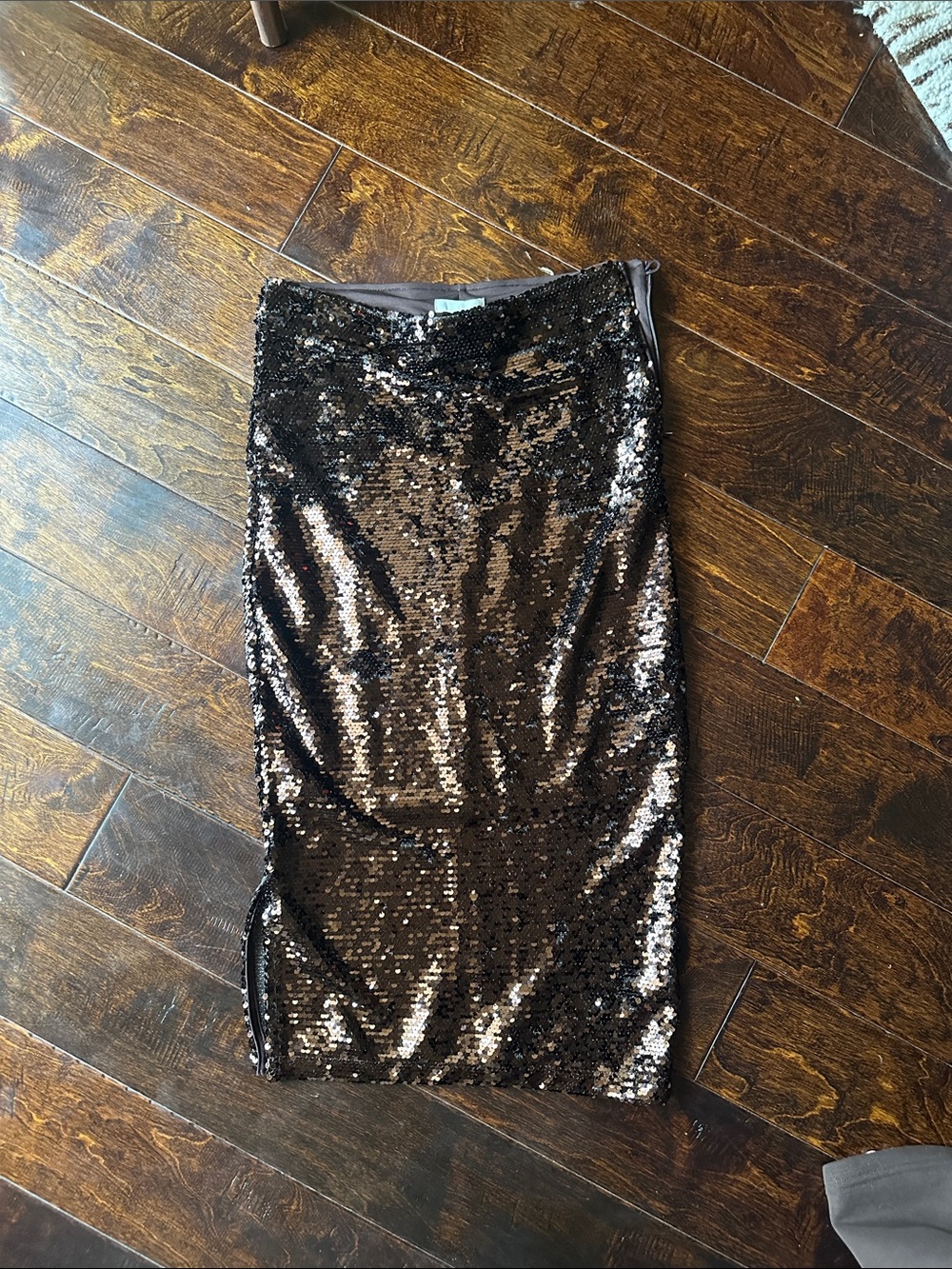 H&M Brown Sequin Pencil Skirt